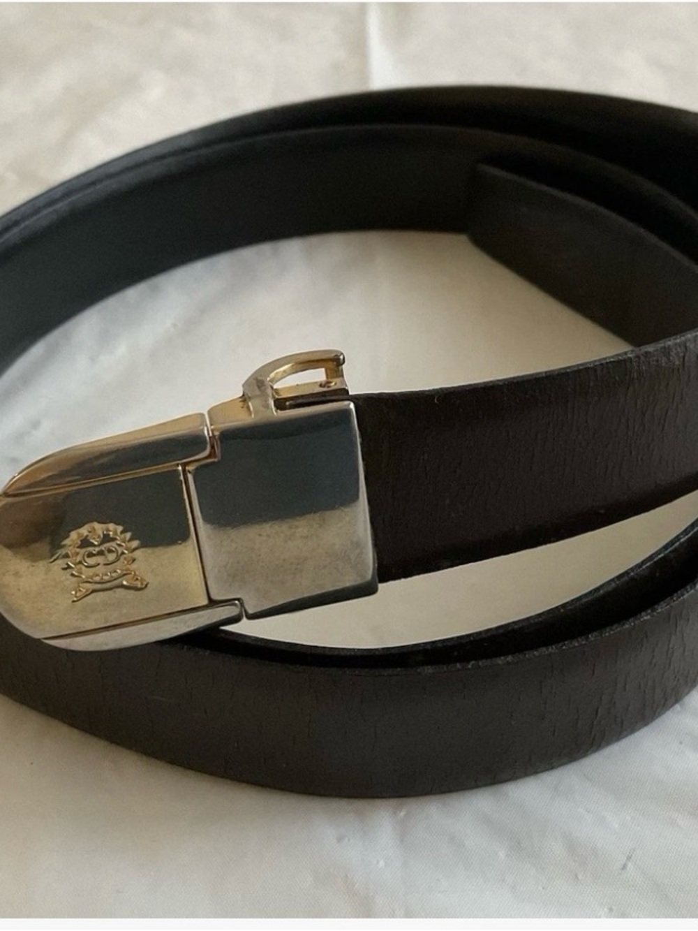 Christian Dior Vintage Mens Leather Black Brown Belt Waist 36.5-41”